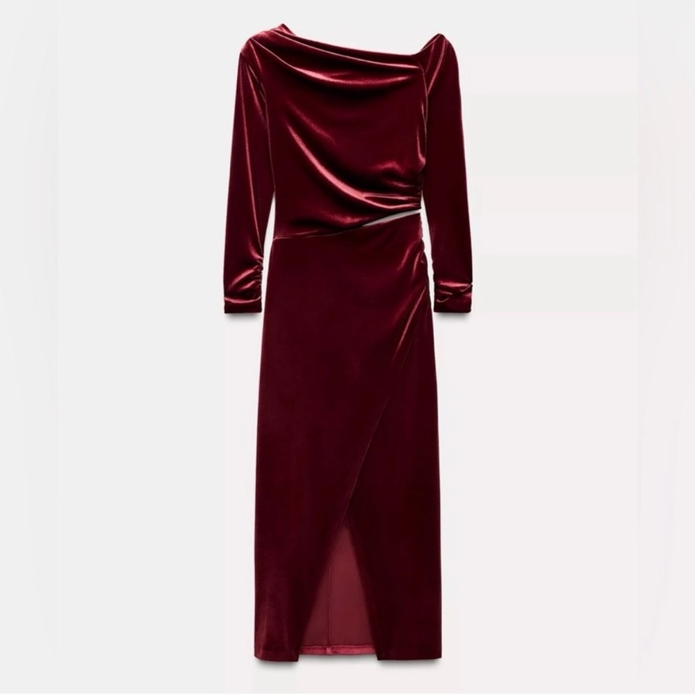 Zara Burgundy Velvet Maxi Dress